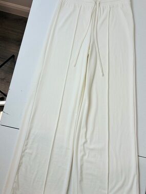RIS The Label Ivory Wide Leg Knit Lounge Pants Drawstring Size Medium